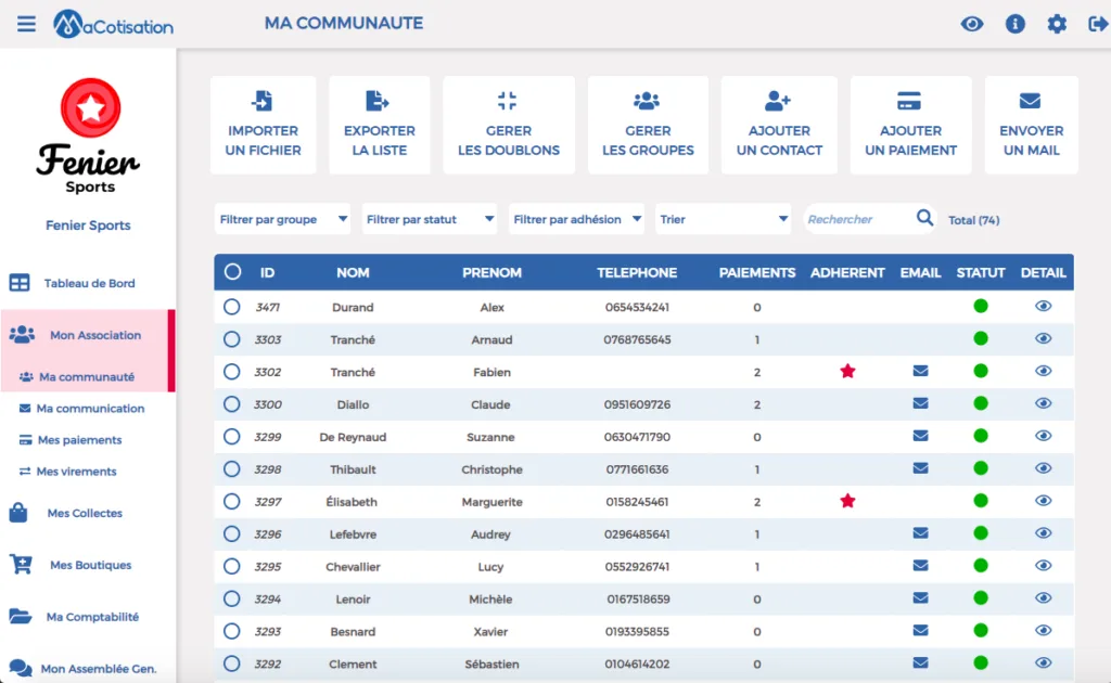 Gestion association sportive