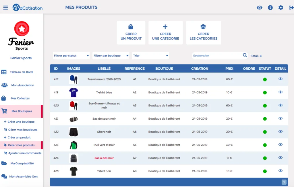 Gestion boutique