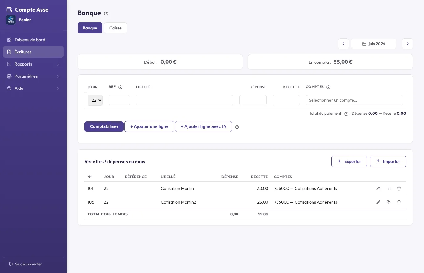 Saisie rapide des écritures comptables